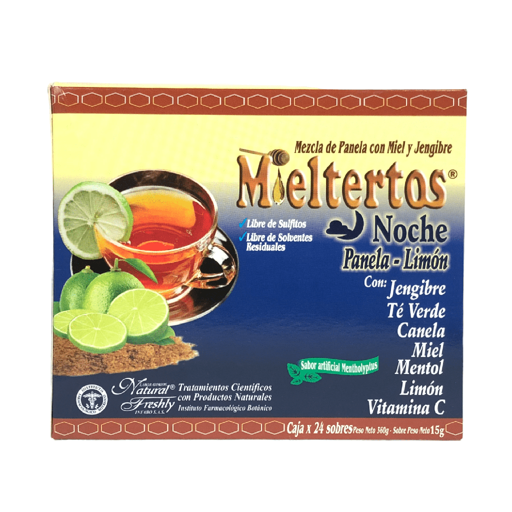 Mieltertos Gripa Noche Panela-Limon Caja x 24 Sobres Und (Natural Freshly)