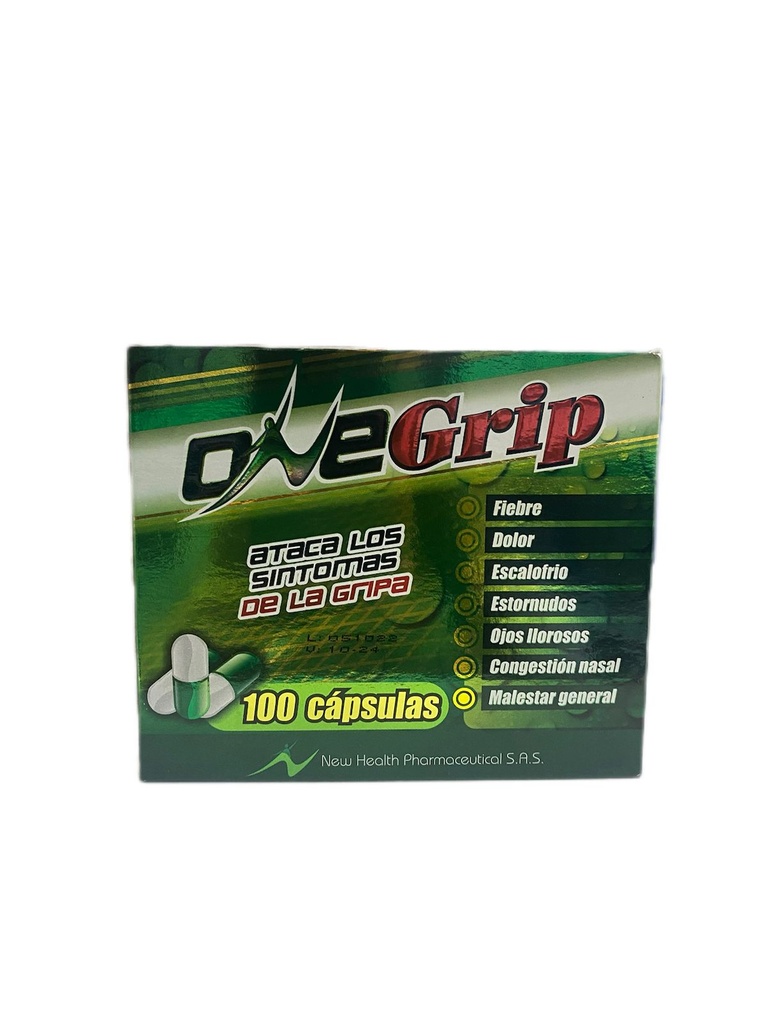 One Grip (Acetaminofen+Cafeina+Cetirizina+Fenilefrina) Caja x 100 capsulas (Comerlat)