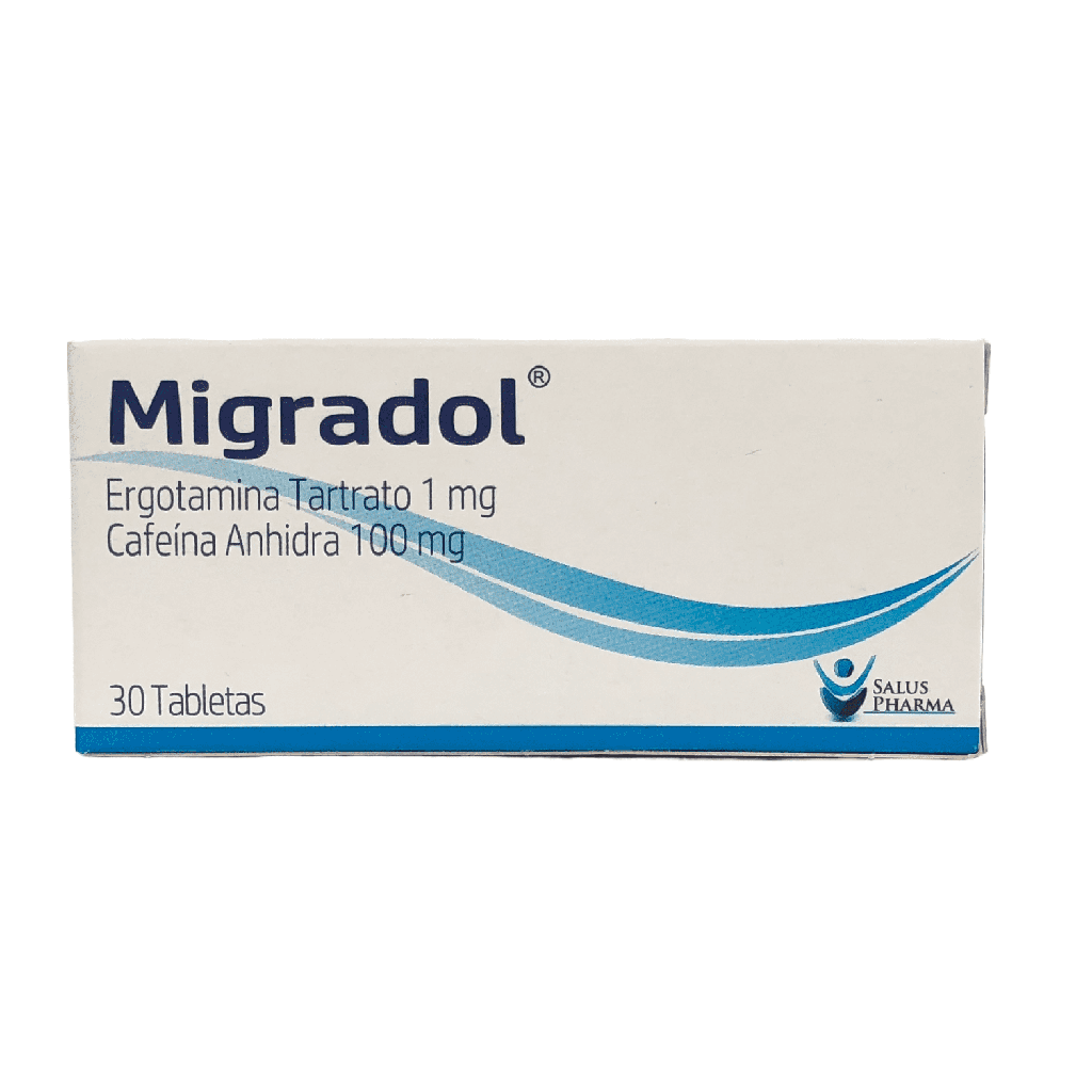 Migradol (Ergotamina+cafeina) 1/100 MG Caja x 30 Tabletas (Salus Pharma)