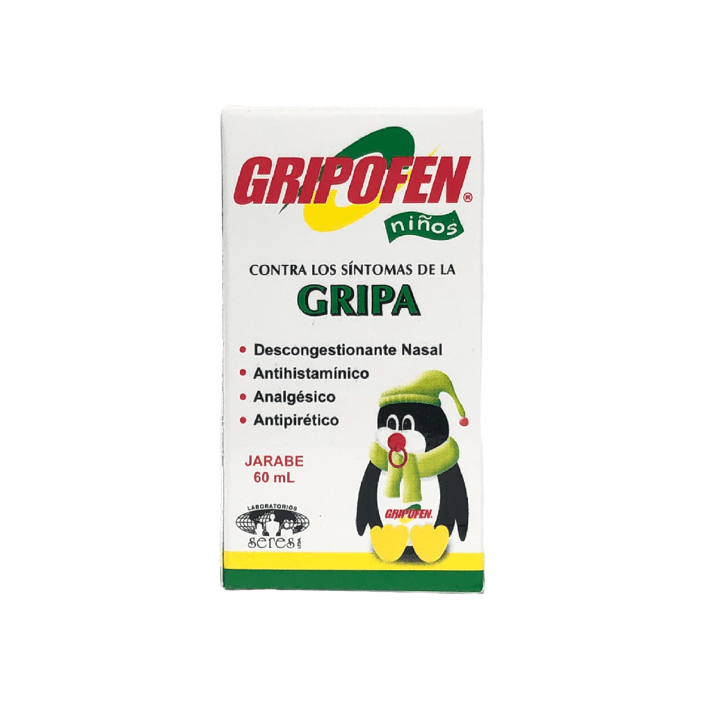 Gripofen Niños (Acetaminofen+Fenilefrina+Clorfeniramina) Jarabe Frasco x 60 Ml (Lab.Seres)