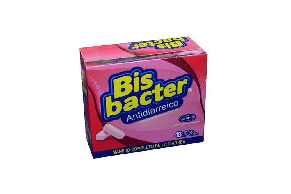 Bis Bacter (Subsalicilato de Bismuto) 262 Mg Caja x 48 Tabletas (Lafrancol)