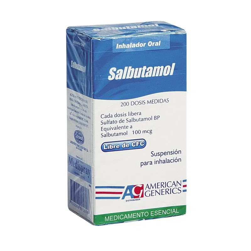 Salbutamol 100 Mcg Inhalador Bucal Frasco x 200 Dosis (American Generics)