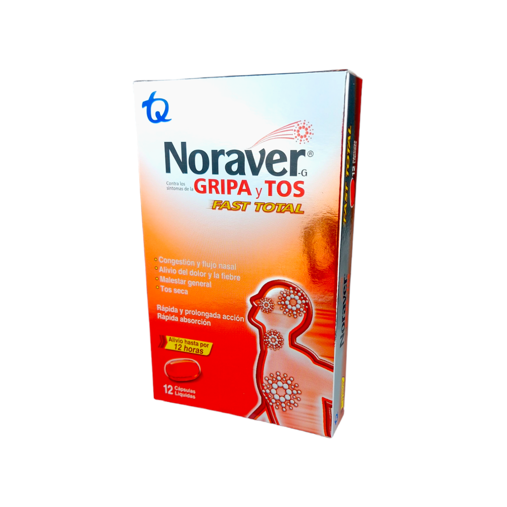 Noraver G Fast Total (Ibuprofeno+Fenilefrina+Levocetirizina+Dextrometorfano) Caja x 12 Capsulas Und (Tecnoquimicas)