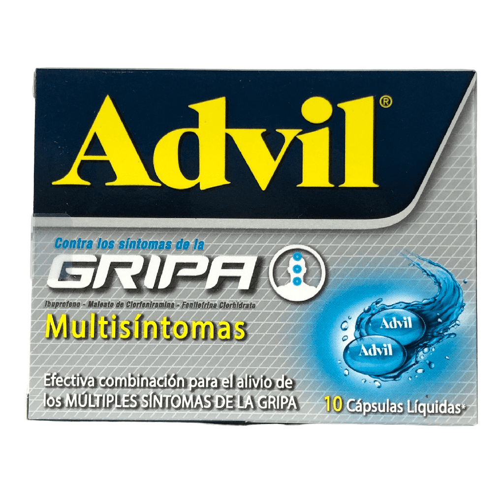 Advil Gripa (Ibuprofeno+Clorfeniramina+Fenilefrina) Caja x 10 Capsulas (GSK)