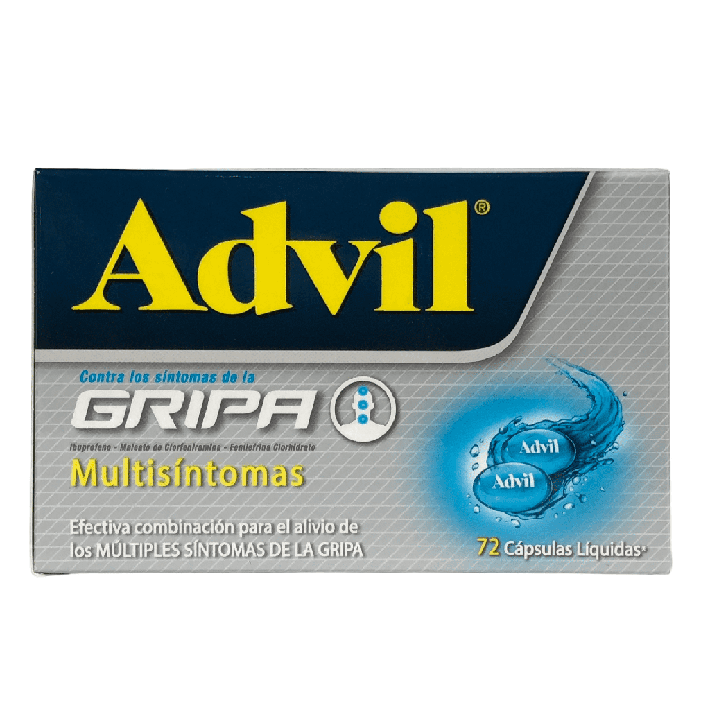 Advil Gripa (Ibuprofeno+Clorfeniramina+Fenilefrina) Caja x 72 Capsulas (GSK)