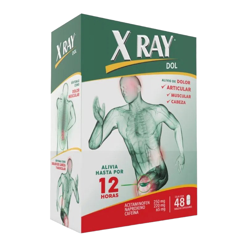 X Ray Dol (Acetaminofen+Naproxeno+Cafeina) Caja x 12 Tabletas (Genomma)