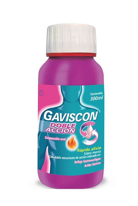 Gaviscon Doble Accion (Alginato de Sodio+Bicarbonato de Sodio) Suspension Oral Frasco x 300 Ml (Reckitt B)