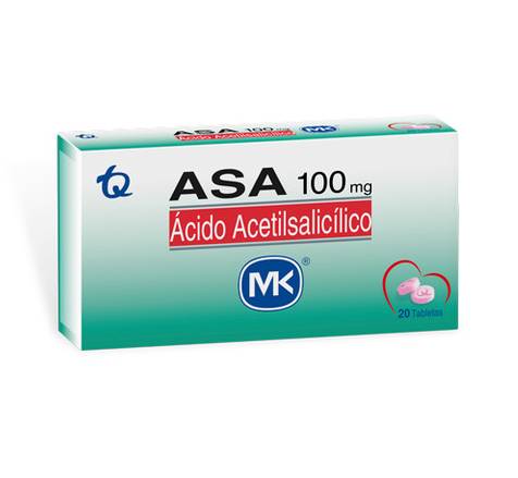 Asa (Acido Acetilsalicilico) 100 Mg Caja x 20 Tabletas (Tecnoquimicas)