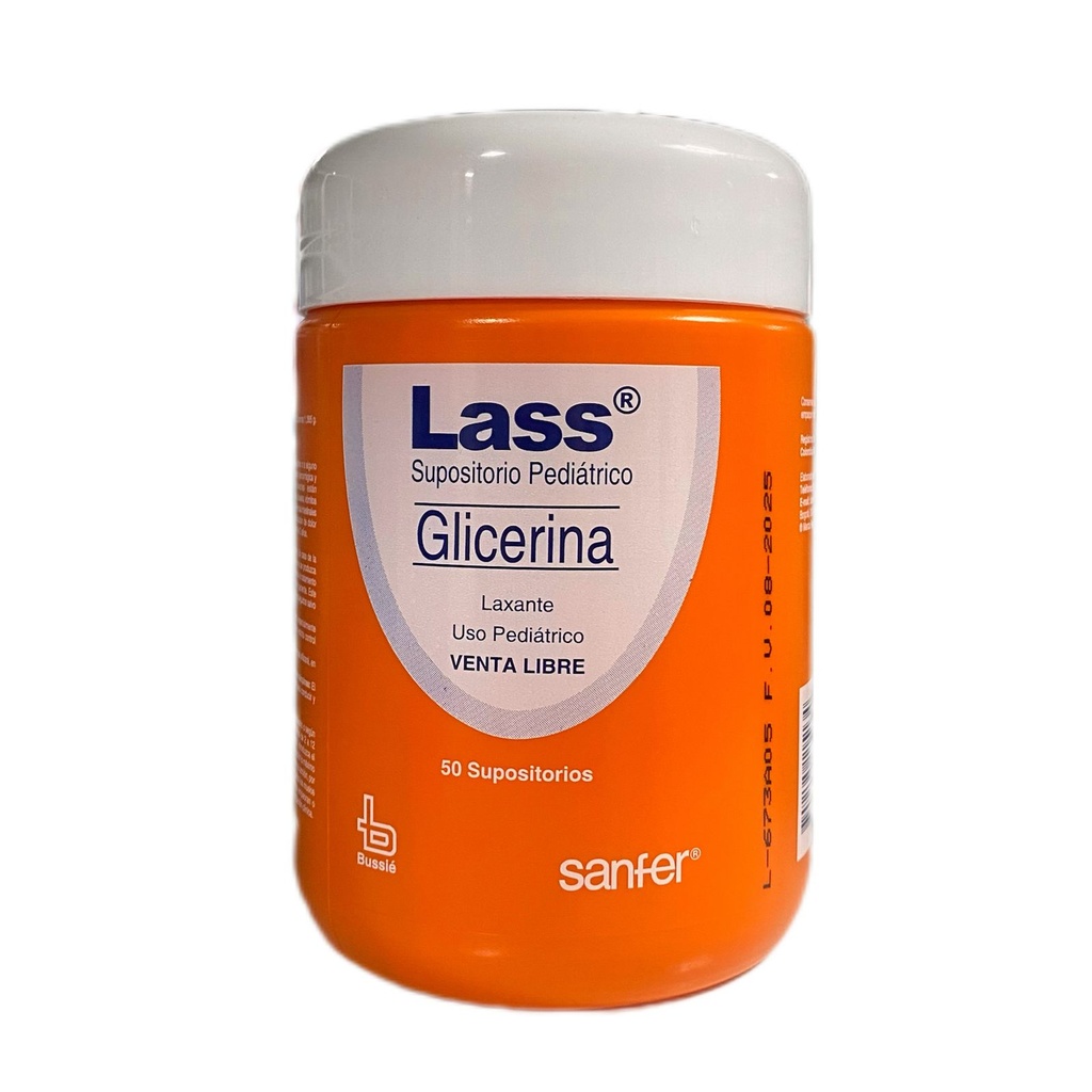 Lass Supositorio De Glicerina Pediatrico Frasco x 50 Unid. (Bussie OTC)