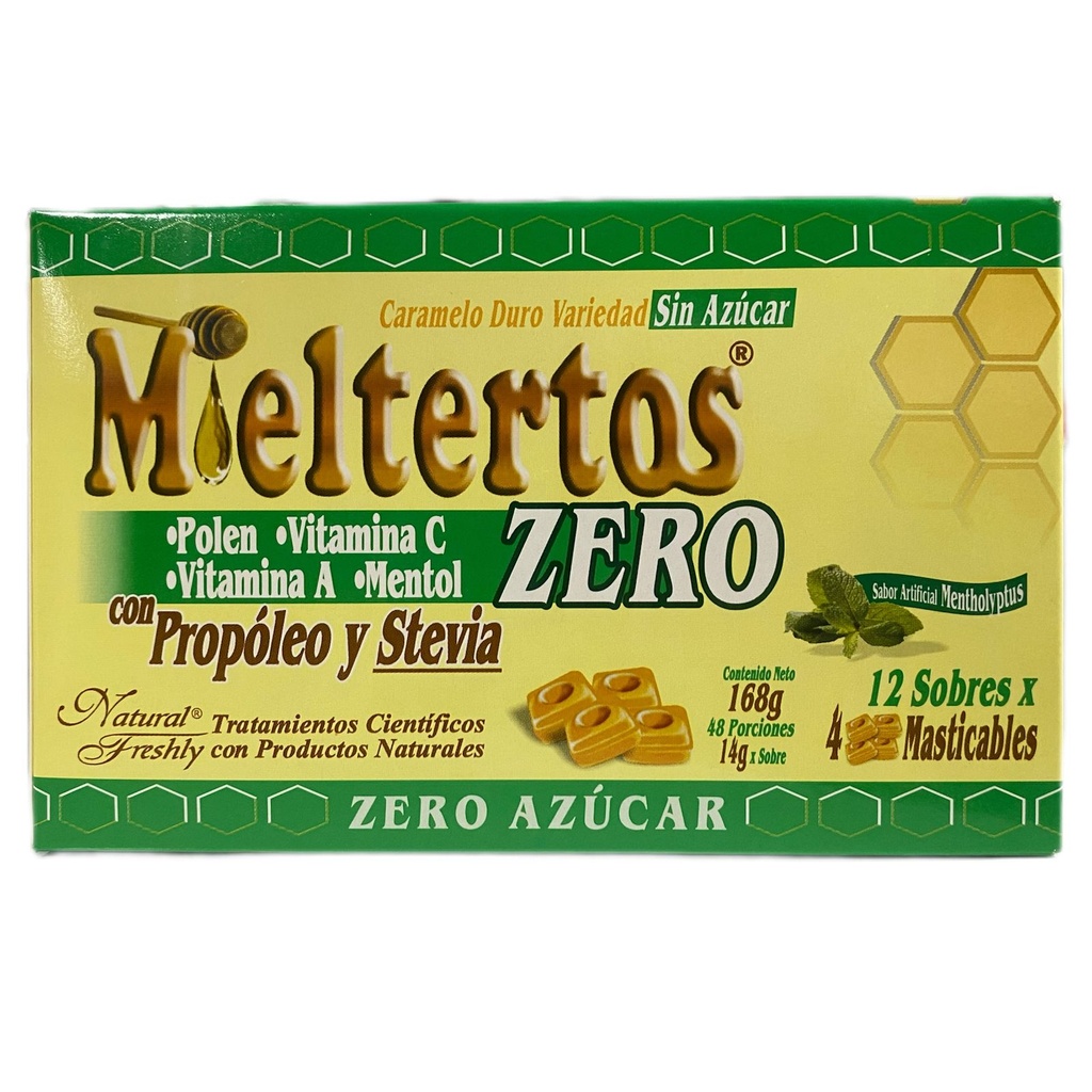 Mieltertos Zero Mentholyptus Pastillas Masticables Sobre Caja X 12 Und (Natural Freshly)