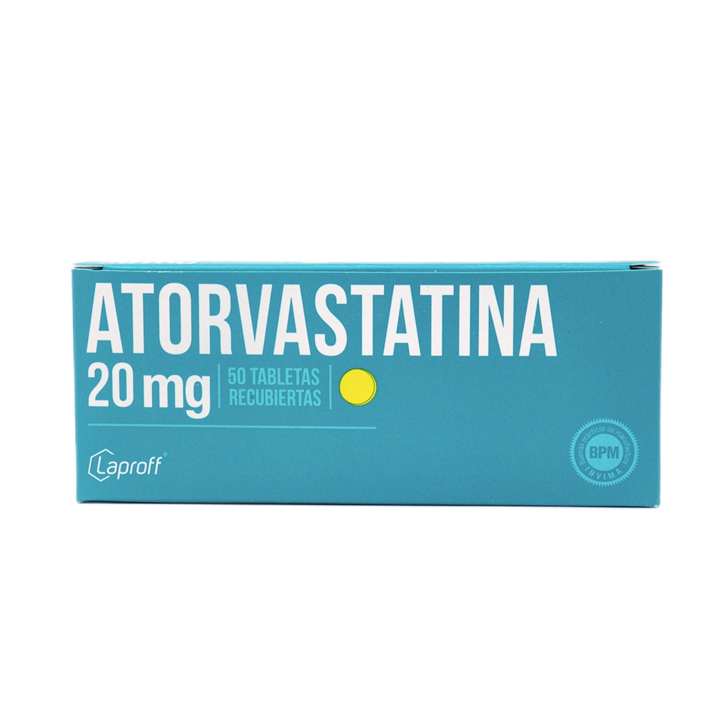 Atorvastatina 20mg Caja x 50 Tabletas (Laproff)