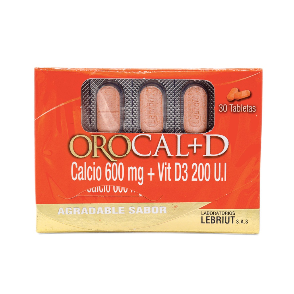 Orocal+D (Calcio+Vitamina D) 600Mg/200 Ui Caja x 30 Tabletas (Lebriut)