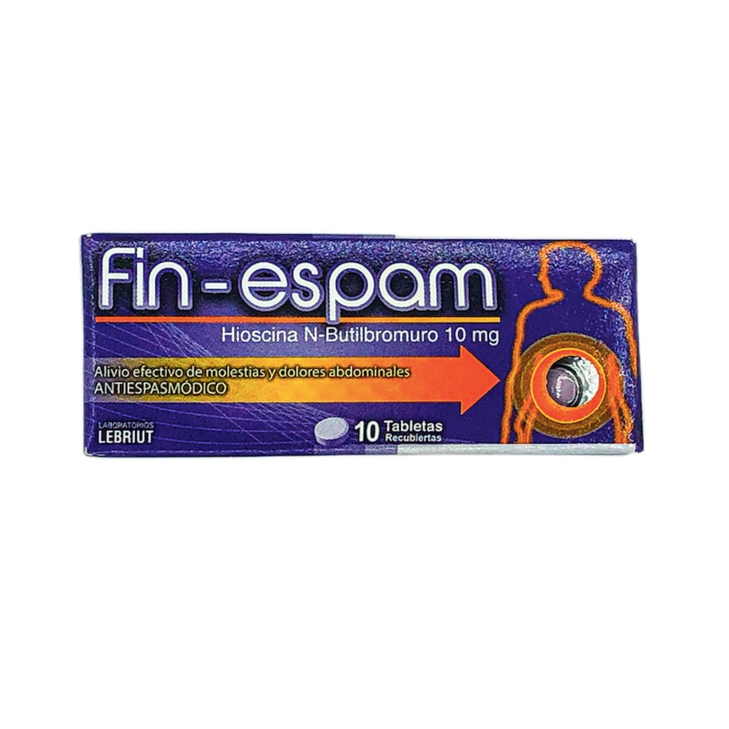 Fin-Espam(Hioscina N ButilBromuro)10mg Caja x 10 Tabletas(Lebriut)