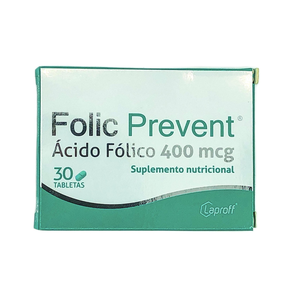 Folic Prevent(Acido Folico)400 Mcg Caja x 30 Tabletas(Laproff)