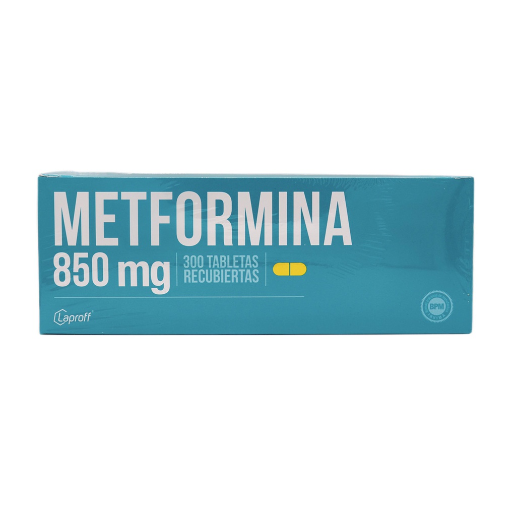 Metformina 850mg Caja x 300 Tabletas (Laproff)