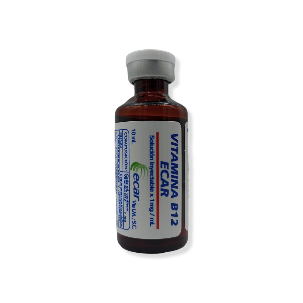 Vitamina B 12 Solución Inyectable 1 mg/ml Frasco x 10 ml (Ecar)