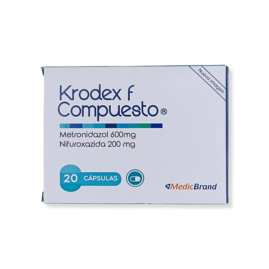 Krodex F Compuesto (Metronidazol+Nifuroxazida) Caja x 20 capsulas (MedicBrand)