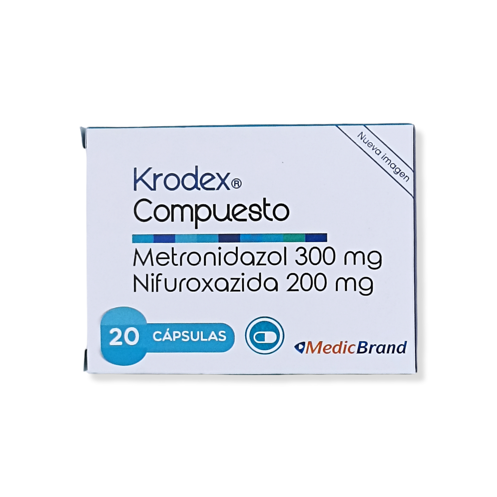 Krodex Compuesto (Metronidazol+Nifuroxazida) Caja x 20 Capsulas(MedicBrand)