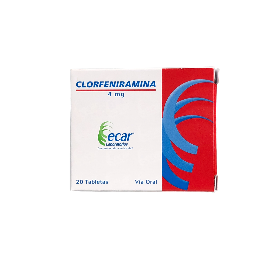 Clorfeniramina 4mg caja x 20 Tabletas (Ecar)