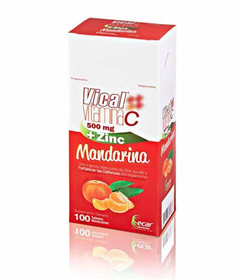 Vical(Vitamina C)+ Zinc sabor mandarina Tabletas Caja x 100 Tab (Ecar)