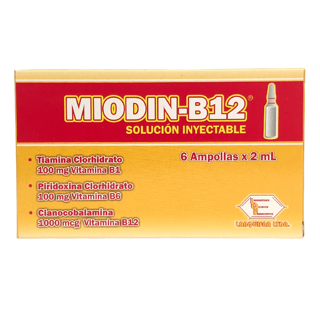 Miodin B12 (Tiamina+Piridoxina+Cianocobalamina) Caja x 6 Ampollas (Labquifar)