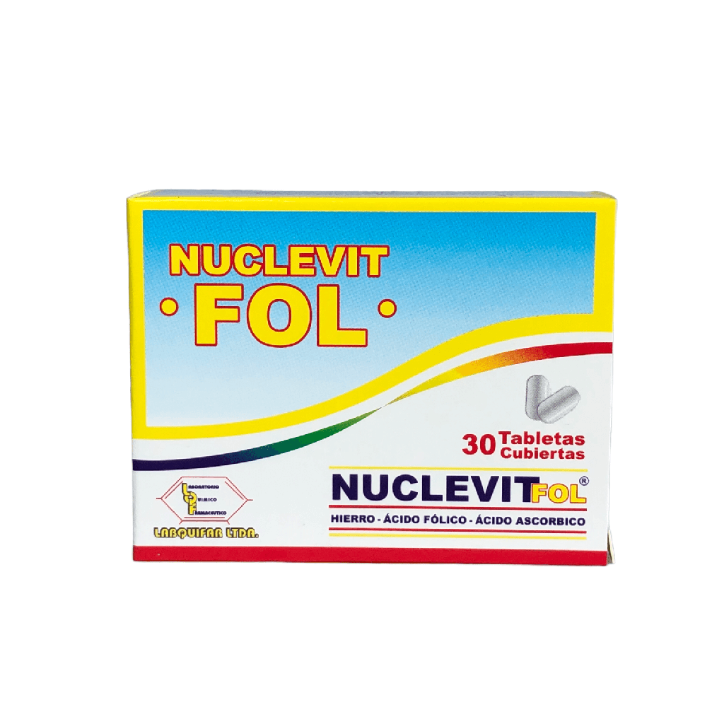 Nuclevit Fol (Hierro+Acido Folico+Vitamina C) Caja x 30 Tabletas (Labquifar)