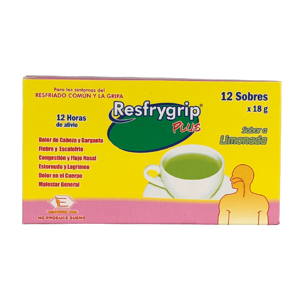 ​​Resfrygrip Plus Acetaminofen+loratadina+fenilefreina) 12 Sob X 18 Gr Limonada (Labquifar)