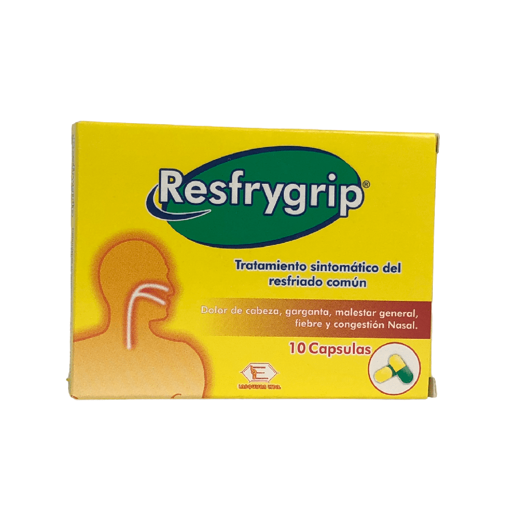 Resfrygrip (Acetaminofen+Fenilefrina+Cetirizina+Cafeina) Caja x 10 Capsulas (Labquifar)