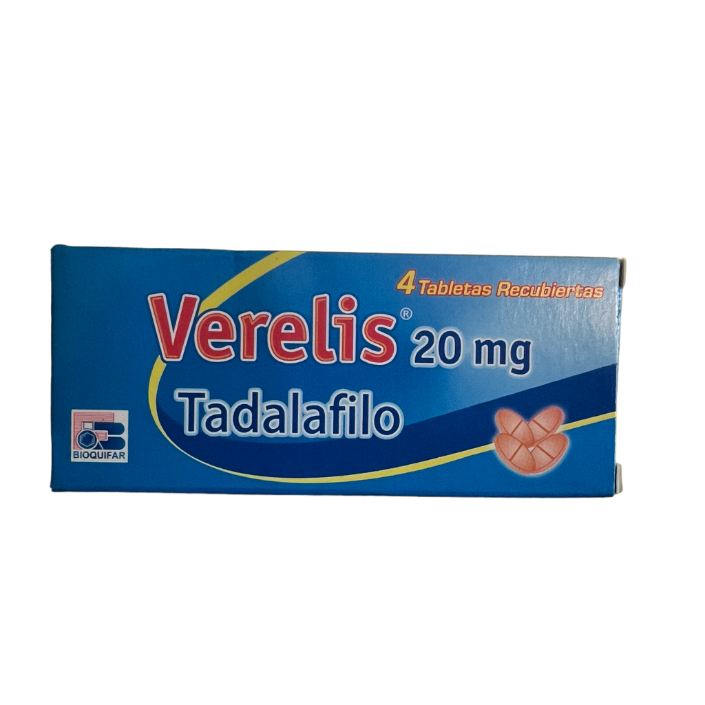 Verelis (Tadalafilo) 20 Mg Caja x 4 Tabletas (Bioquifar)