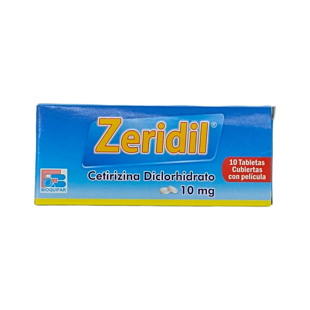 Zeridil (Cetirizina) 10 Mg Caja 10 Tabletas (Bioquifar)