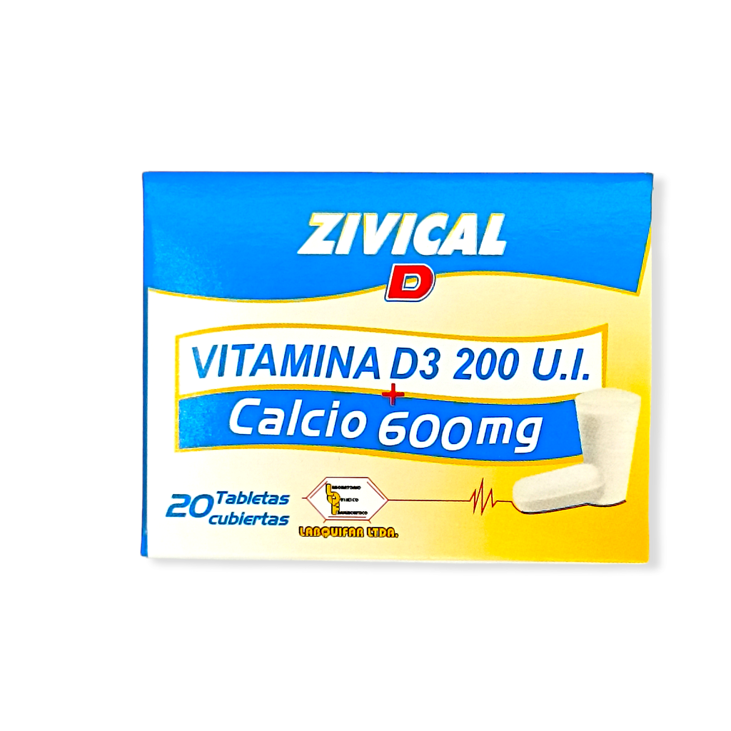 ​​Zivical D (Carbonato De Calcio+Vitamina D3) Caja x 20 Tabletas (Labquifar)