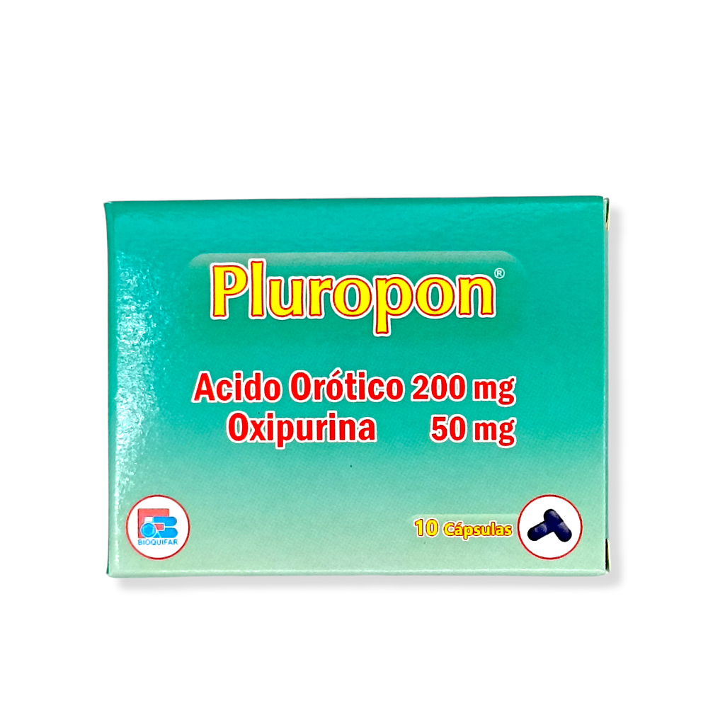 ​​Pluropon (Acido Orotico+Oxipurina) 200/50 Mg Caja x 10 Tabletas (Bioquifar)