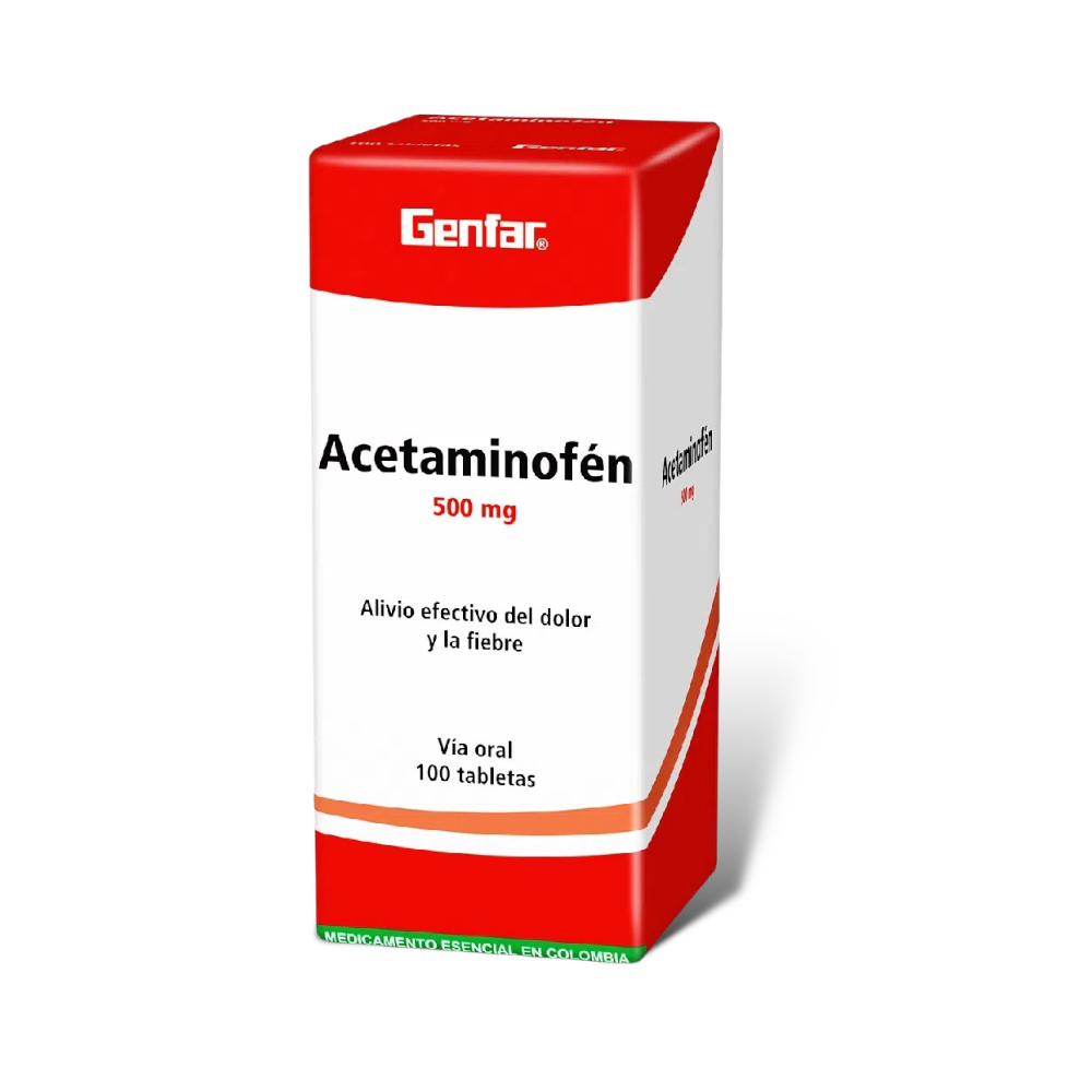 Acetaminofen 500 Mg Caja x 100 Tabletas Und (Genfar)