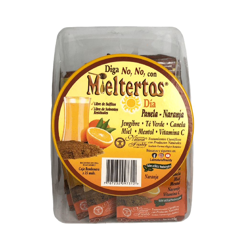 Mieltertos Gripa Dia Panela Naranja Bombonera x 25 Sobres Und (Natural Freshly)