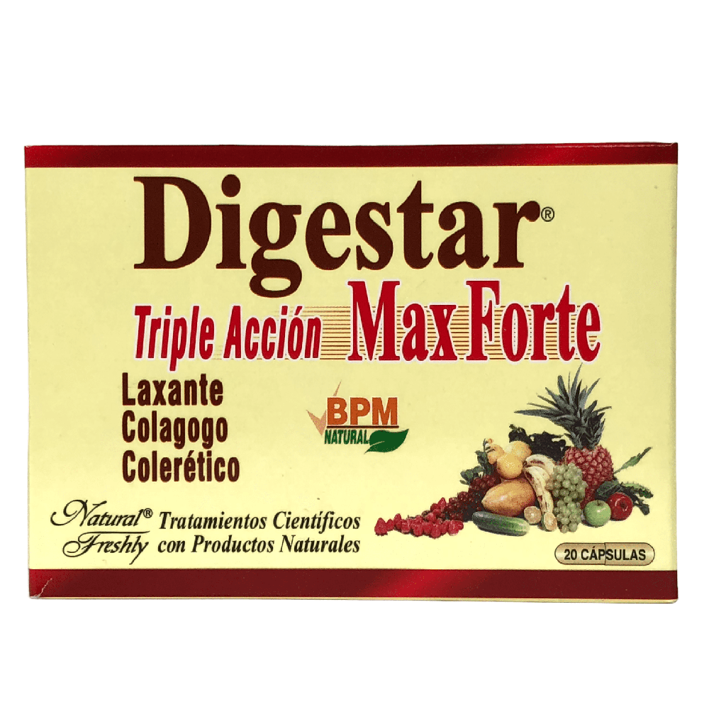 Digestar Max Forte Triple Accion 500 Mg Capsula Caja X 20 Und (Natural Freshly)