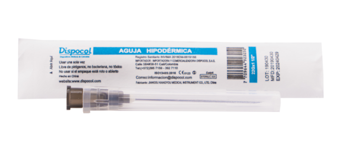 Aguja Hipodermica 22Gx1 Caja x 100 Und (Dispocol)