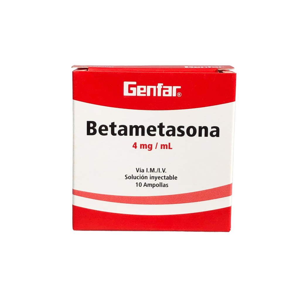 Betametasona 4 Mg/Ml Solucion Inyectable Caja x 10 Ampollas Und (Genfar)