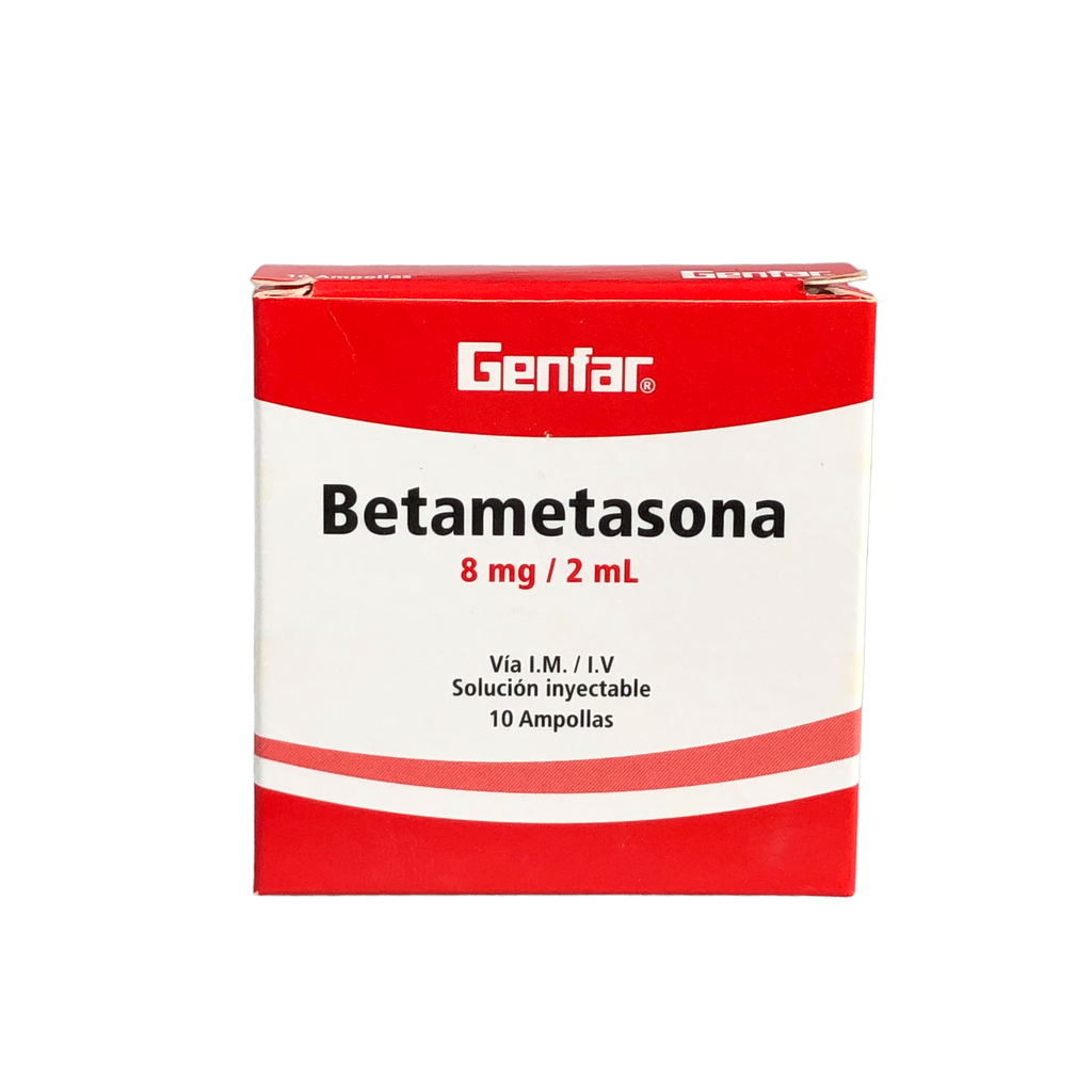 Betametasona 8 Mg/2 Ml Solucion Inyectable Caja X 10 Und (Genfar)