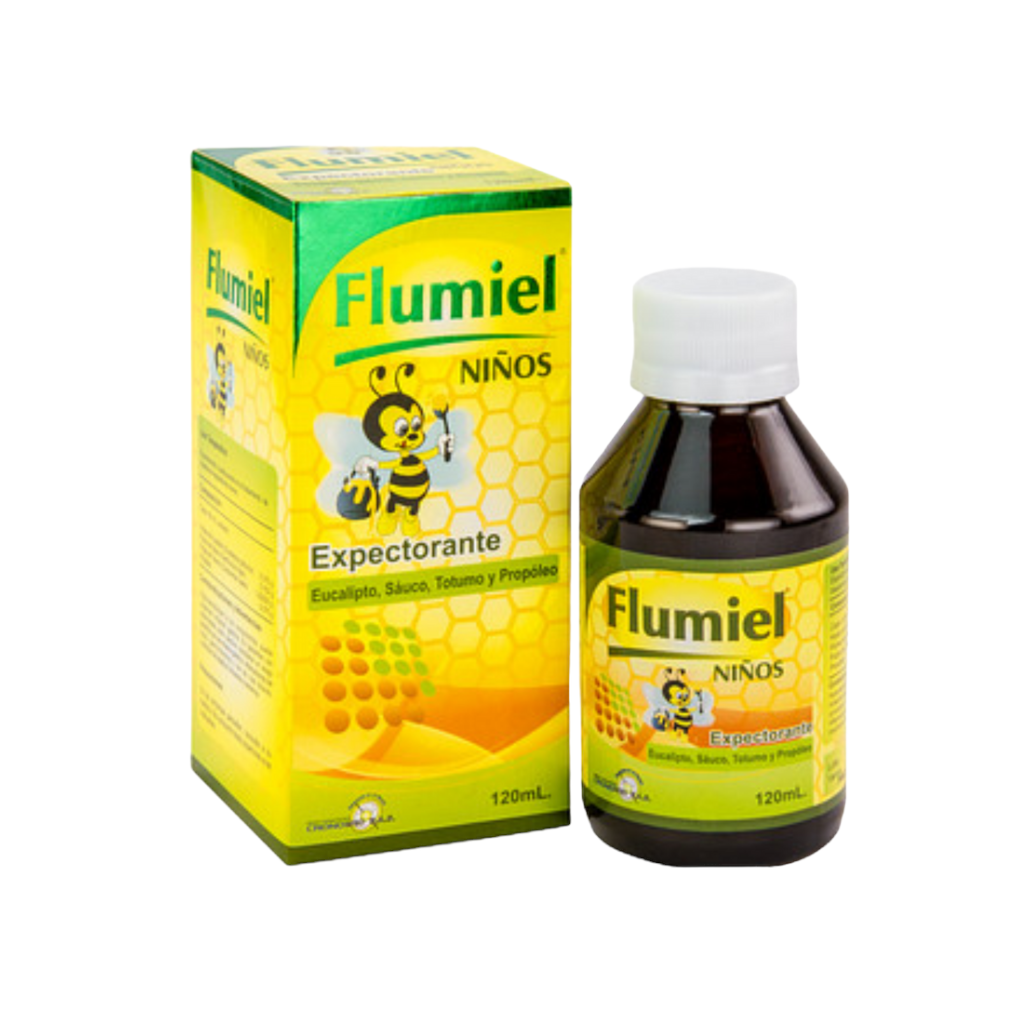 Flumiel Niño (Eucalipto,Sauco,Totumo,Propoleo) Jarabe Frasco x 120 Ml Und (Flora Lab)