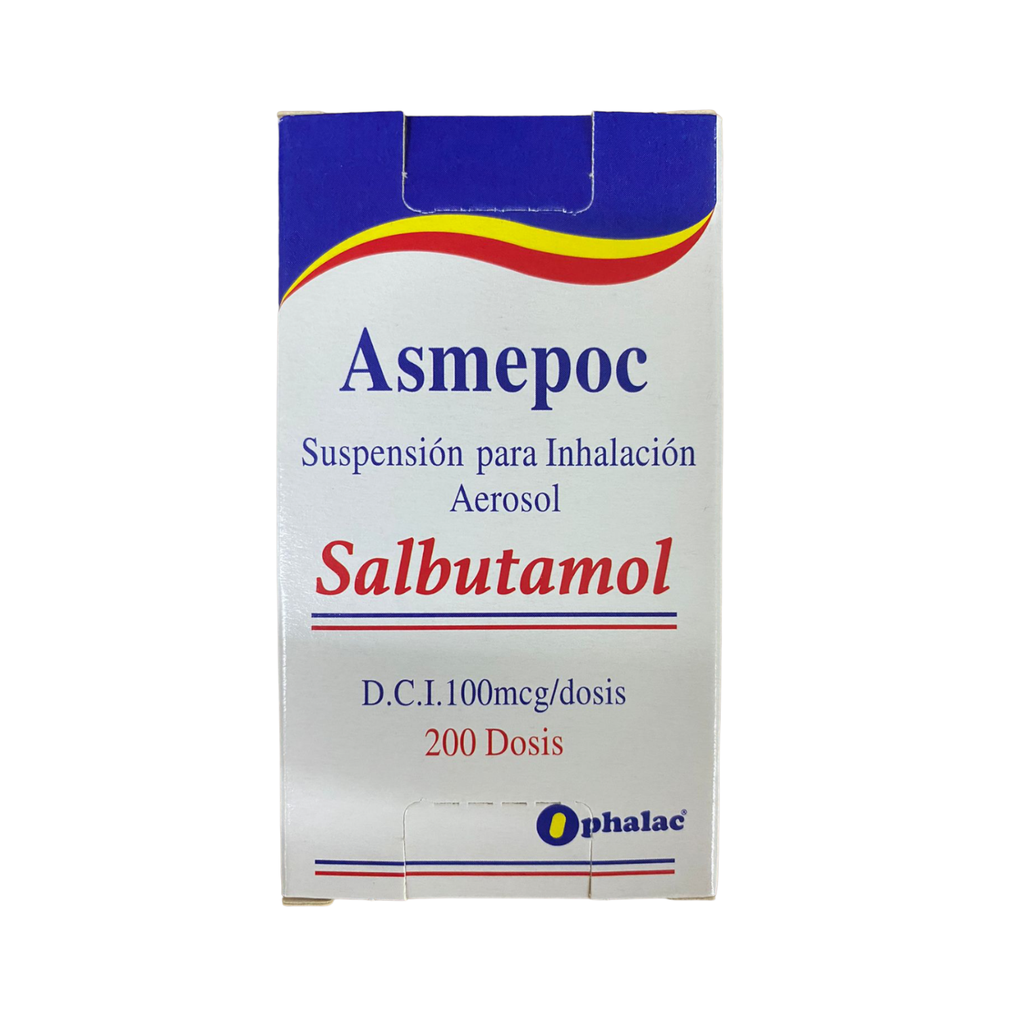 Asmepoc (Salbutamol) 100 Mcg Inhalador Bucal Frasco x 200 Dosis (Anglopharma)