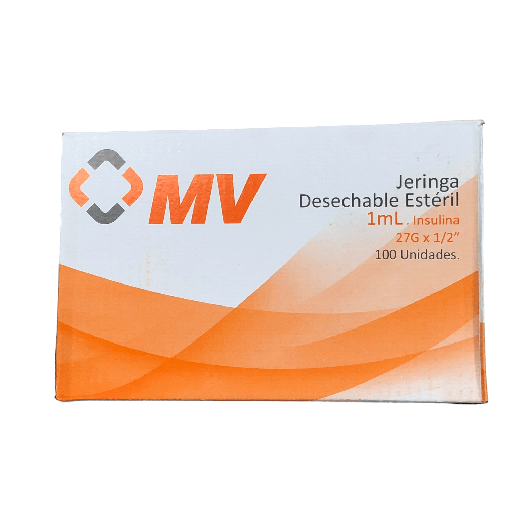 Jeringa Desechable Insulina 1 Ml Tapa Gris Aguja 27 X 1/2 Caja x 100 Unds (Impormedicas MV)