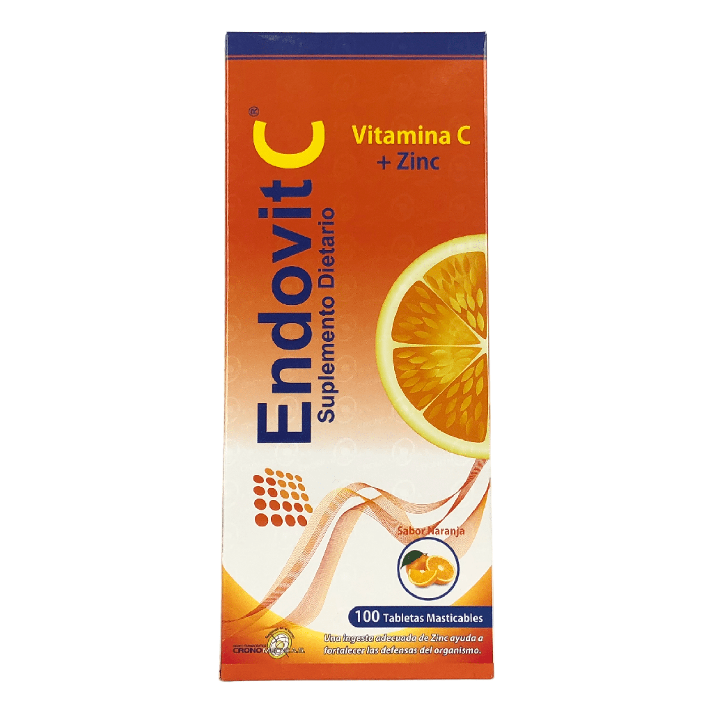 Endovit C Naranja (Vitamina C+Zinc) Caja x 100 Tabletas (Flora Lab)