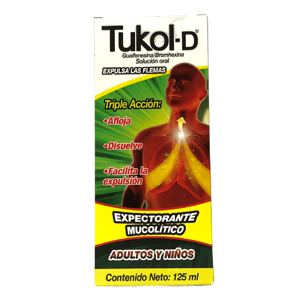 Tukol-D (Guaifenesina+Bromhexina) Adultos y Niños Jarabe x 125 Ml (Genomma)