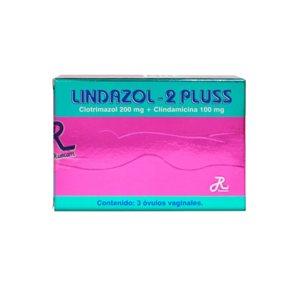 Lindazol-2 Pluss (Clotrimazol+Clindamicina) Caja x 3 Ovulos(Ruecam)