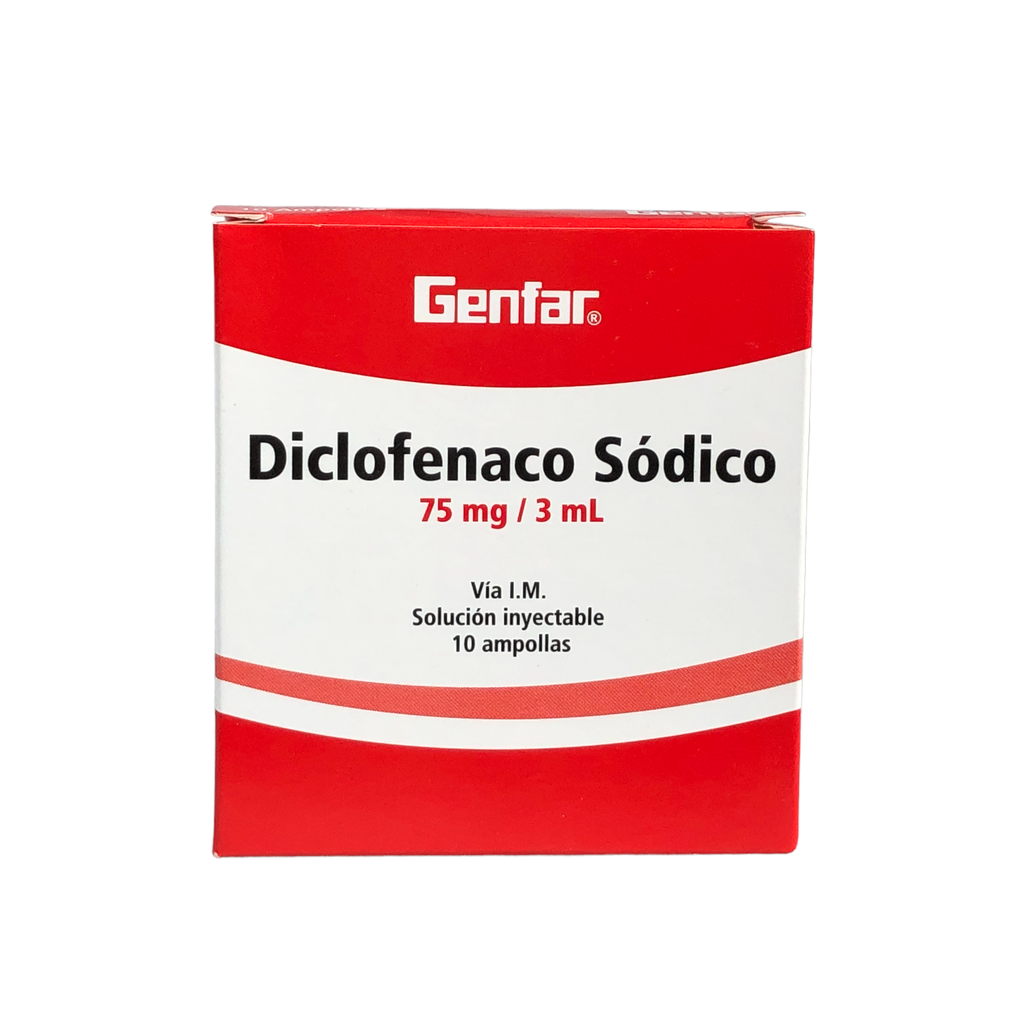 Diclofenaco 75 Mg/3Ml Solucion Inyectable Caja x 10 Ampollas Und (Genfar)