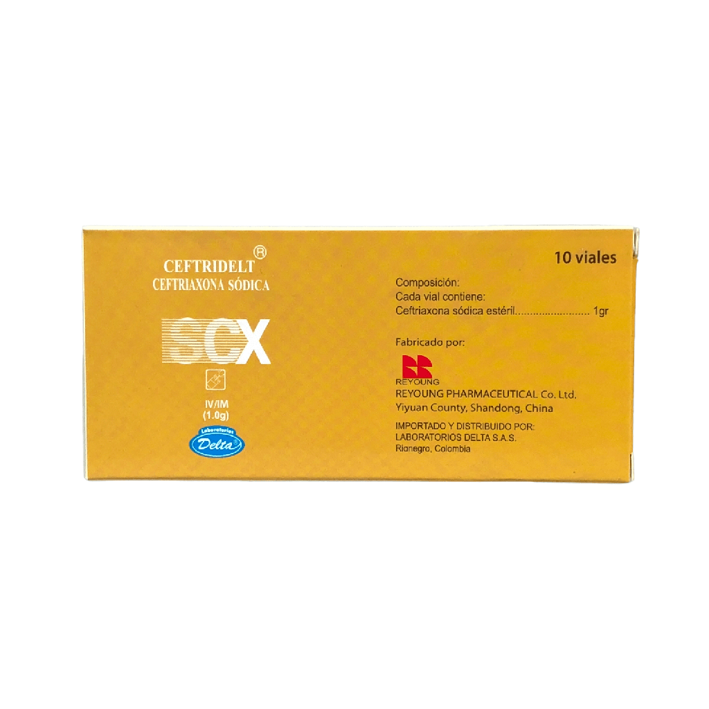 Ceftridelt (Ceftriaxona) 1 Gr Polvo Inyectable Frasco x 1 Vial (Delta)