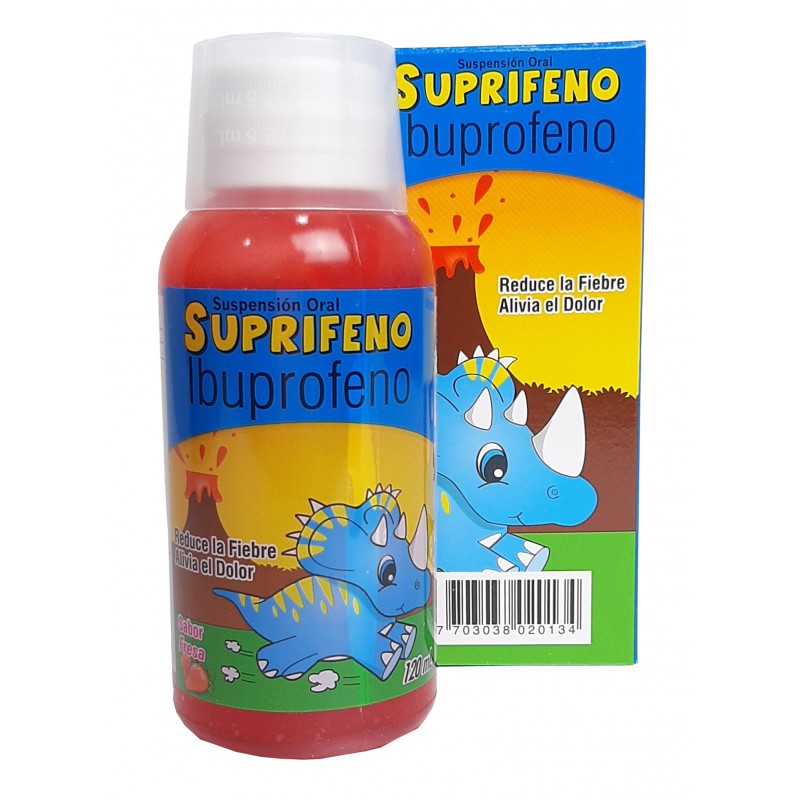 Suprifeno(Ibuprofeno)2 G/100 Ml Suspension Oral Fresa Frasco x 120 Ml(Laproff)