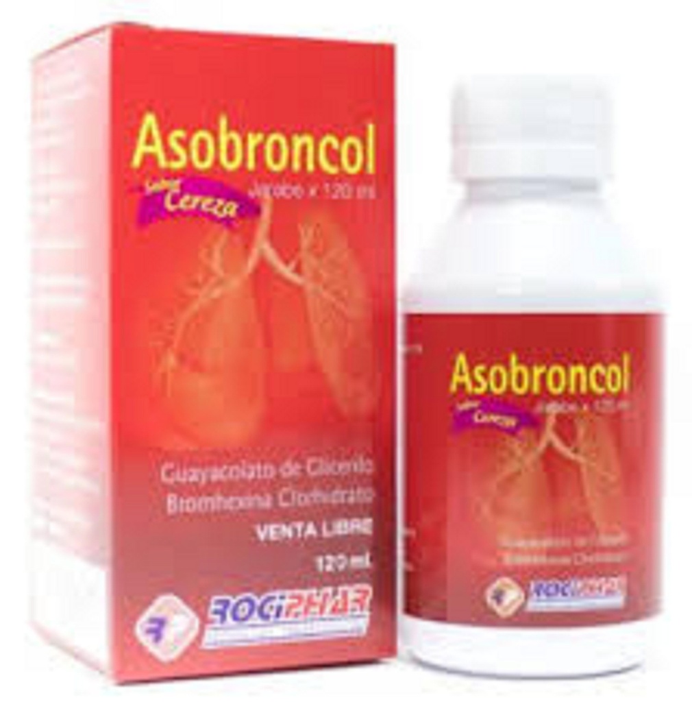 Asobroncol Cereza (Guayacolato+Bromhexina) Jarabe Frasco 120 Ml Und (Rociphar)