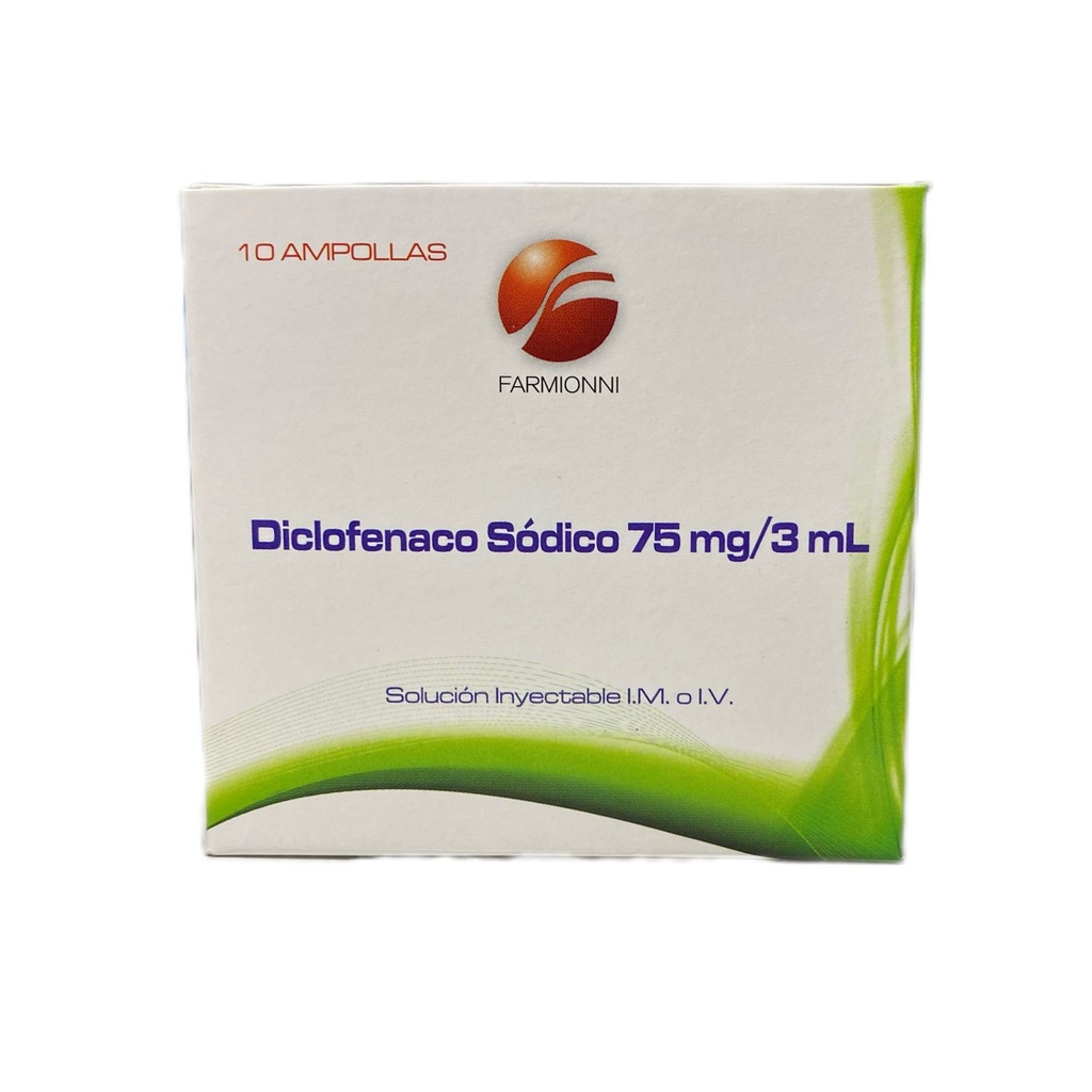 Diclofenaco 75 Mg Solucion Inyectable Caja x 10 Ampollas x 3 Ml (Farmionni)