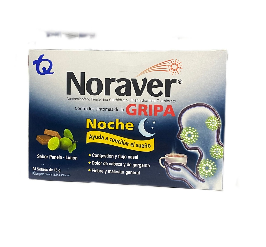 Noraver Gripa Bebida Noche Sobre 15 Gr Polvo Oral Caja X 24 Und (Tecnoquimicas)